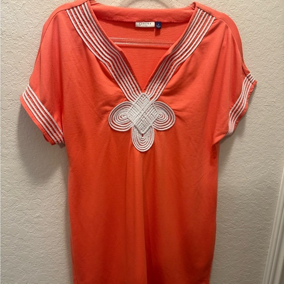 Cabana Life Dress Coral Tides French Terry Embroidery Preppy Coastal Size S - Picture 3 of 7